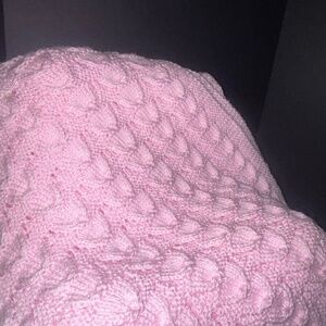 Pink Cloud Hand Knit Baby Blanket